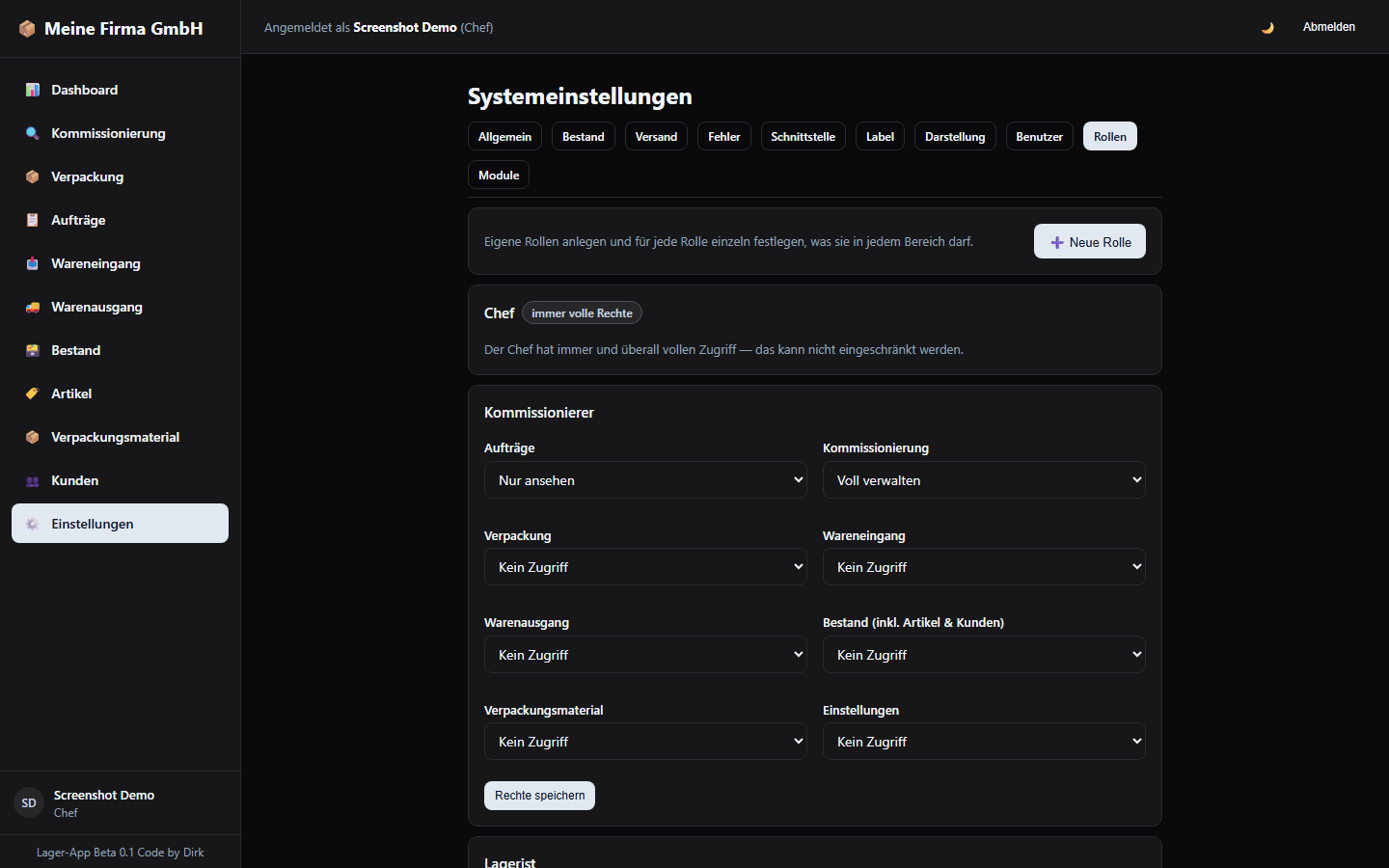 Rollen und Rechte je Funktionsbereich konfigurieren